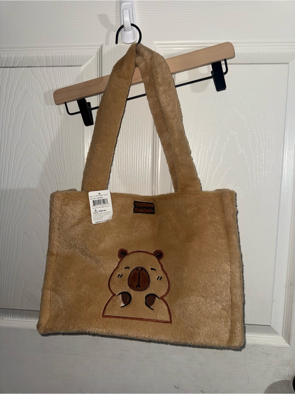 Plush Bear Tote Bag in Light Brown - Cute Casual Handbag